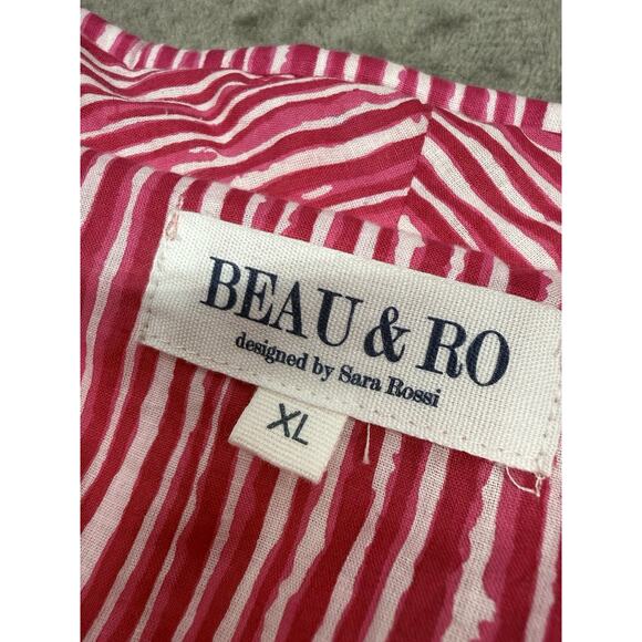 Beau & Ro Quilted Patchwork Jacket Pink Floral Cotton Blend Button Front XL - Picture 12 of 12